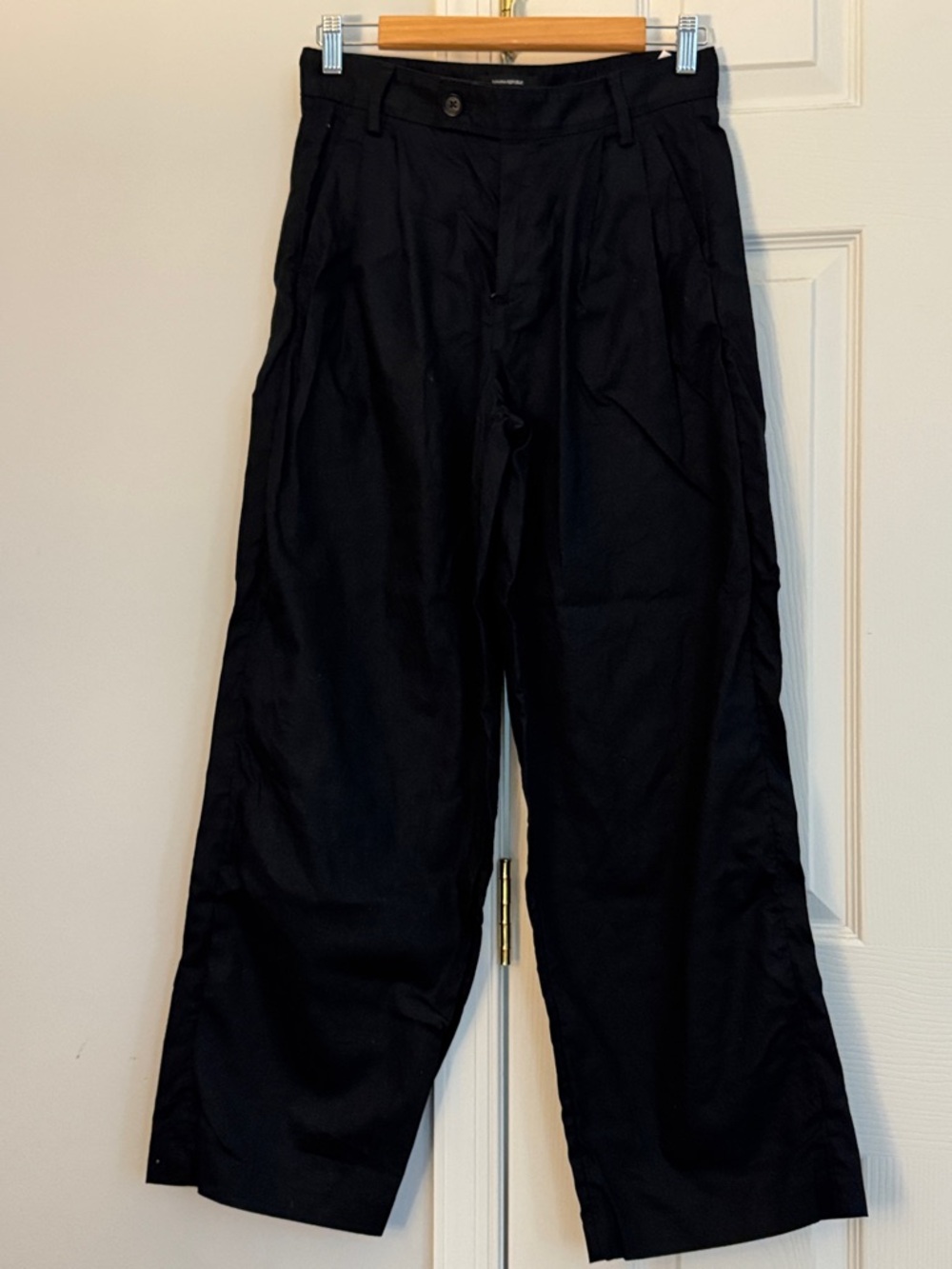 Banana Republic Black Wide-Leg Chinos Linen-blend